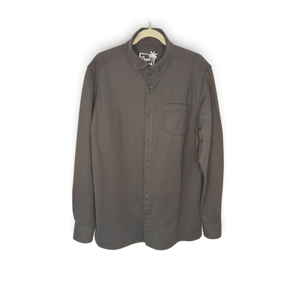 Desert Dunes Men's L Black Stretch Knit Long Sleeve Button Down Shirt - Picture 1 of 8